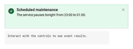 Success notice · Result