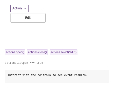 open · close · select · Opened