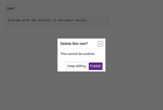 Named confirmation actions · Opened