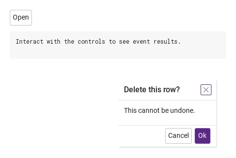 Dialog without mask · Opened