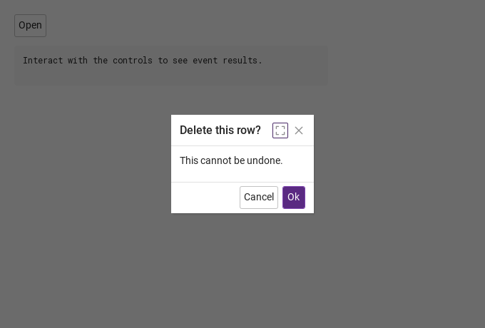 Maximizable dialog · Opened