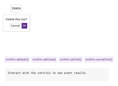 setOpen · setClose · okClick · cancelClick · Opened