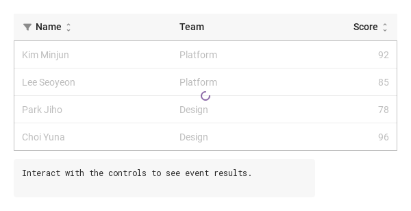 Loading rows · Result